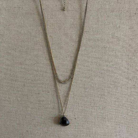 Two-Layer Gold and Green Statement Necklace // Banana Republic - Picture 2 of 3